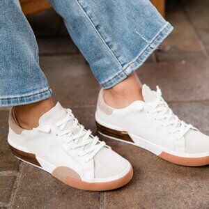 Dolce Vita Women's Zina Sneakers | WHITE/TAN LEATHER | sz 9